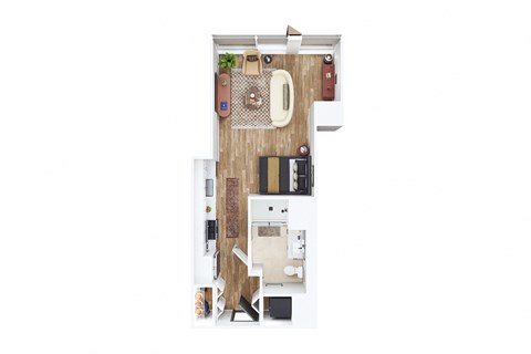 Floor plan for studio, 1 bath, 481 sqft